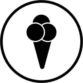 Icon mit Eishörnchen und drei Kugeln Eis